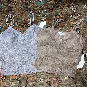 Lover's Lace Bralette Set - Grey and Tan
